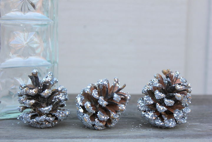 glitter pears amp pinecones, crafts, seasonal holiday decor