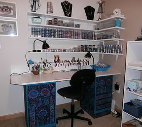 built a bead craft area, craft rooms, diy, how to, painted furniture, shelving ideas