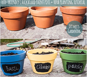 diy eco friendly chalkboard paint herb garden pots, chalkboard paint, crafts, gardening, go green, homesteading, painting