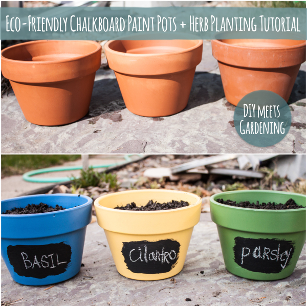diy eco friendly chalkboard paint herb garden pots, chalkboard paint, crafts, gardening, go green, homesteading, painting