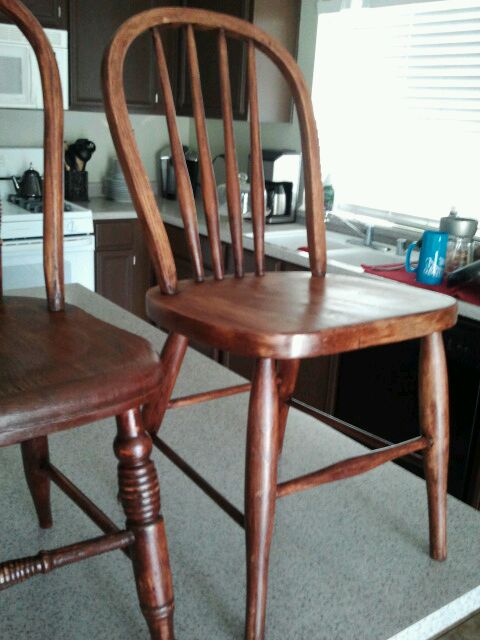 cute little chairs, painted furniture, Stained with Minwax gel stain in Mahogany