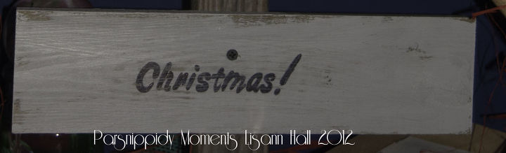 a little wooden christmas tree, christmas decorations, outdoor living, seasonal holiday decor, I roughly painted each board put my lettering on and then a quick sand of the face of the board I let the screws show on this project thought it workd