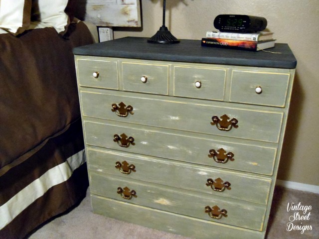 husband s nightstand reveal, chalk paint, painted furniture