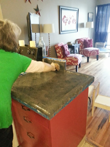 painted tile countertops, concrete countertops, countertops, diy, kitchen backsplash, kitchen design, painting