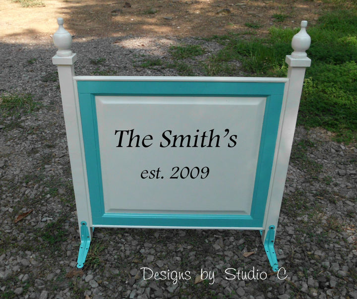 creating a house number sign with an old cabinet door, curb appeal, repurposing upcycling, Painted up and ready for display