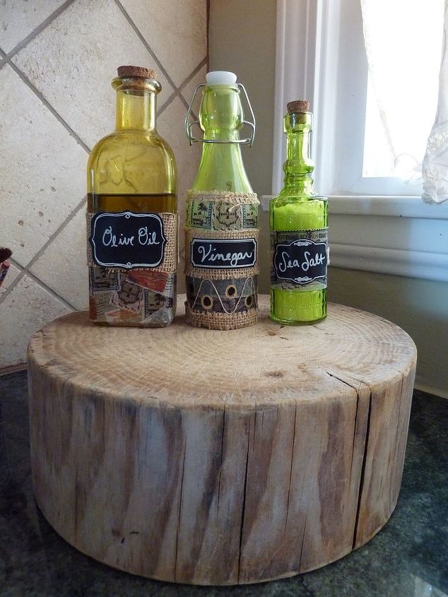 diy kitchen olive oil vineager and sea salt bottle tutorial, chalkboard paint, crafts