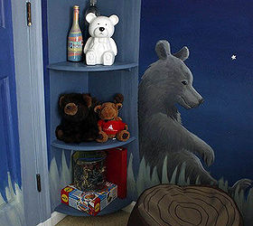 camping themed boy s bedroom, bedroom ideas, home decor, shelving ideas, Reading nook in the corner with built in shelves