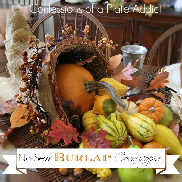 easy no sew burlap cornucopia, crafts, seasonal holiday decor, thanksgiving decorations, Easy no sew project for Thanksgiving