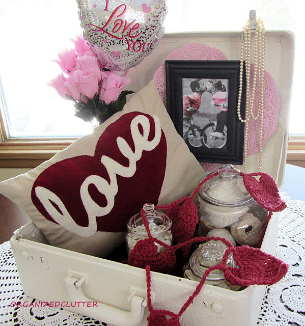 2013 holiday decorating and crafts jan july 4th recap, crafts, easter decorations, seasonal holiday decor, valentines day ideas, A Valentine s Love suitcase http organizedclutterqueen blogspot com 2013 01 valentines day love suitcase html