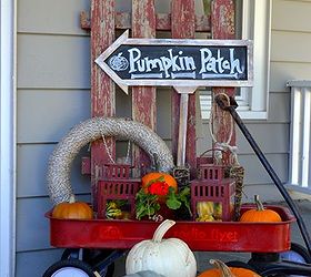 front porch decor perfect for fall, porches, seasonal holiday decor, The red wagon was my father in law s as a child It s my favorite