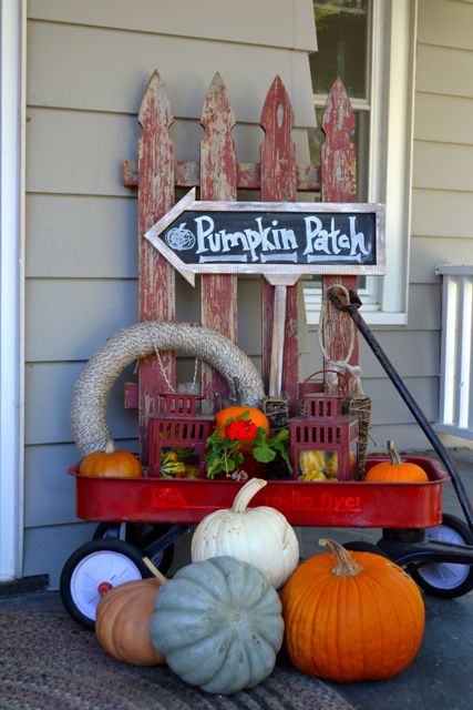 front porch decor perfect for fall, porches, seasonal holiday decor, The red wagon was my father in law s as a child It s my favorite