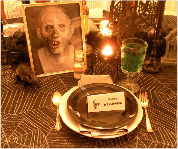 halloween decorating, halloween decorations, seasonal holiday d cor, A Halloween Dinner party place setting