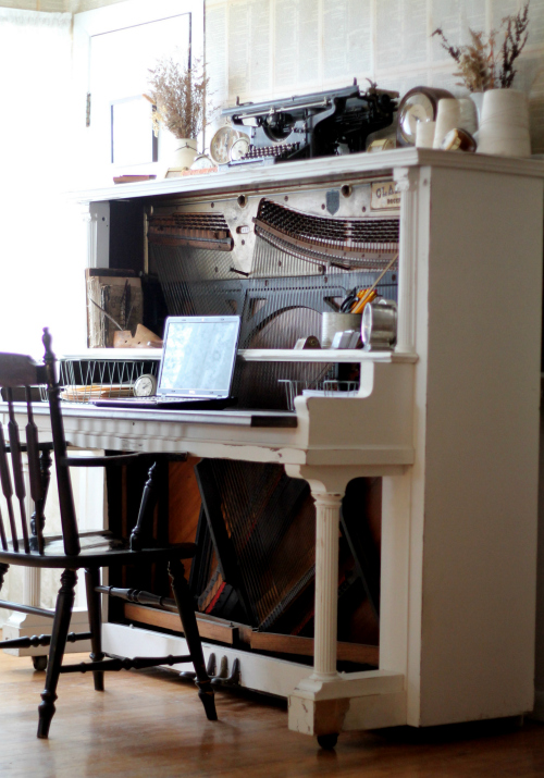 turn an antique piano into an amazing desk, home decor, painted furniture, repurposing upcycling