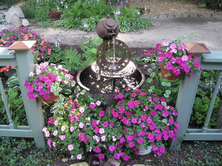 yard fountain, diy, gardening, outdoor living, ponds water features, Teapot fountain