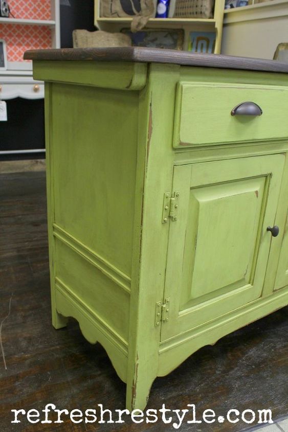 awesome green painted side board, painted furniture