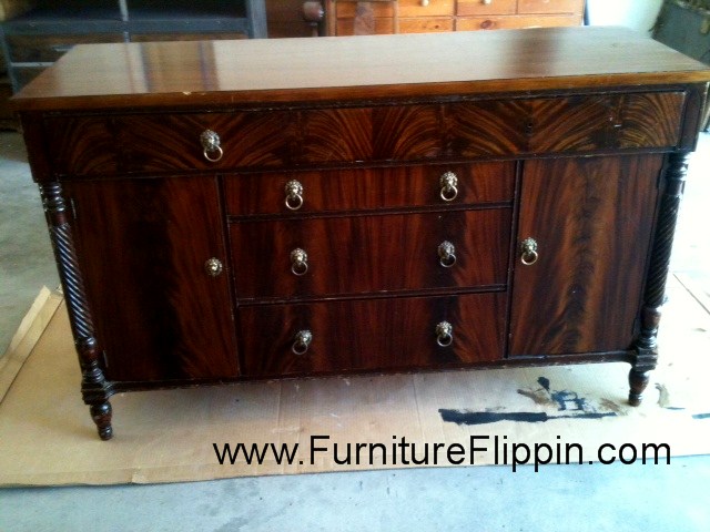 the lion s head buffet makeover, painted furniture, woodworking projects, Here it is before
