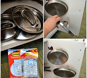 5 effective tips for organizing the kitchen, kitchen design, organizing, Use command hooks to hang pot lids
