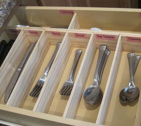 kitchen organization, closet, diy, shelving ideas, storage ideas, woodworking projects, We DIYed a custom drawer for our utensils This holds so much more than the shallow store bought organizer