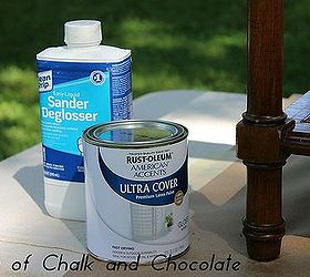 reinventing a goodwill table into a chic nightstand, painted furniture, repurposing upcycling, Instead of sanding I used a liquied sander deglosser I love this product I followed it up with two coats of Rustoleum high gloss white