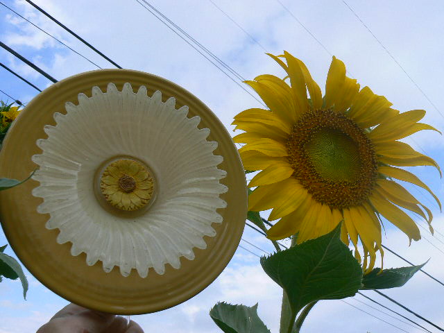 glass flowers amp backyard, crafts, flowers, gardening, hydrangea, outdoor living, My inspiration for my newest glass plate flower