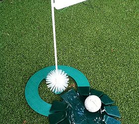 diy backyard golf green my dad s gift to himself for father s day, Flag and portable putting hole
