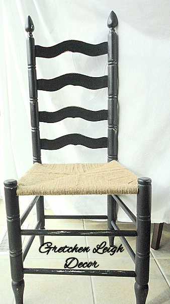 decorative distressed chalkboard chair with hand woven seat, chalkboard paint, painted furniture