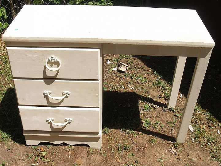 yard sale repurpose and recycle, painted furniture, repurposing upcycling, The legs ARE about to fall off but great wood They painted over the handles Why
