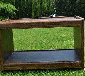 old tv stand turned outdoor coffee table with chalkboard top, outdoor furniture, outdoor living, painted furniture, repurposing upcycling, TV stand BEFORE