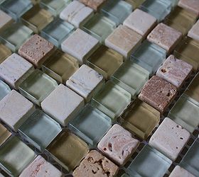 how to add a glass stone tile border, bathroom ideas, tiling, Stone and glass mosaic tile Seabreeze purchased from Lowes