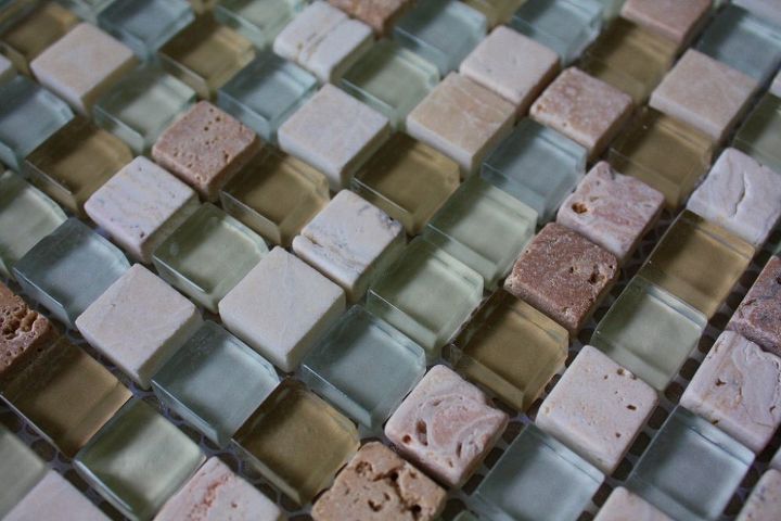 como adicionar uma borda de vidro e pedra, Mosaicos de pedra e vidro Seabreeze comprado em Lowes