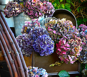 a dresser filled with hydrangeas, flowers, gardening, hydrangea, repurposing upcycling, I just adore all the colours hydrangeas achieve in the fall