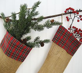 my christmas stockings burlap and plaid, christmas decorations, crafts, seasonal holiday decor