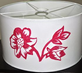 lampshade makeover, crafts, home decor, painting, it was green painted it white and then i painted a floral motive with a permanent marker