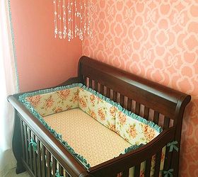 nursery decorating ideas for chic stenciled nurseries, bedroom ideas, home decor, painted furniture, Chez Ali Moroccan stencil pattern on pink nursery wall