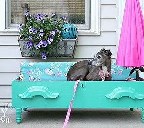 spoiling the dog diy dog bed repurposed dresser drawer, painted furniture, repurposing upcycling, DIY dog bed parasol down for sun or overcas