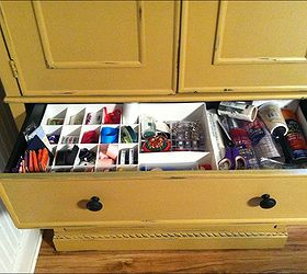 armoire turned sewing cabinet, painted furniture, repurposing upcycling, storage ideas, drawer organized