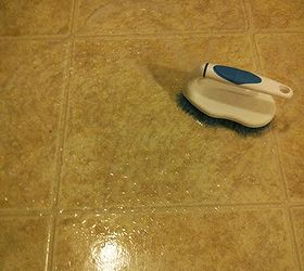 cleaning crayon off vinyl flooring, cleaning tips, flooring, 3 Use a scrub brush and voila Clean floors