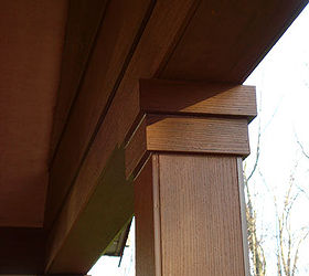 repairing woodpecker damage to a porch s cedar clad beams amp posts, home maintenance repairs, how to, porches, It looks so beautiful after the repairs were made