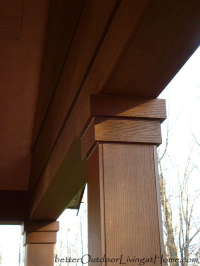 repairing woodpecker damage to a porch s cedar clad beams amp posts, home maintenance repairs, how to, porches, It looks so beautiful after the repairs were made