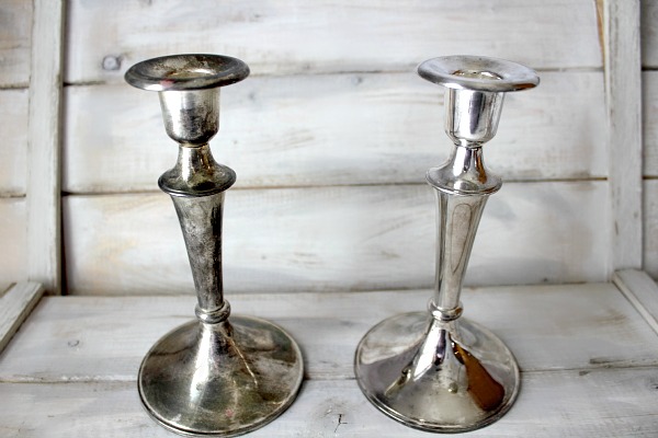 how to polish your silver with toothpaste, cleaning tips, Here s a before and after with two candle sticks