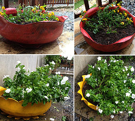 recycled tires, flowers, gardening, repurposing upcycling