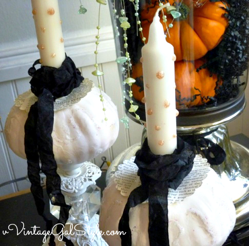 dollar store pumpkin candlesticks, seasonal holiday decor