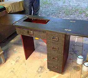 sisters sewing machine cabinet, painted furniture, repurposing upcycling, Opened