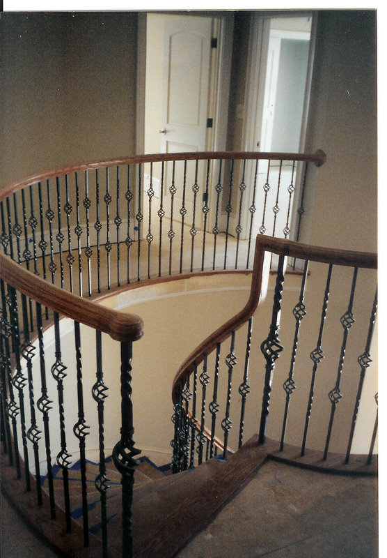 curved stair and rail with domed tray above, home decor, stairs