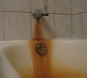 how to remove rust stains from tub, If this is a recurring problem and the staining is chronic there may be no way to remove the stain as it may have etched itself into the porcelain