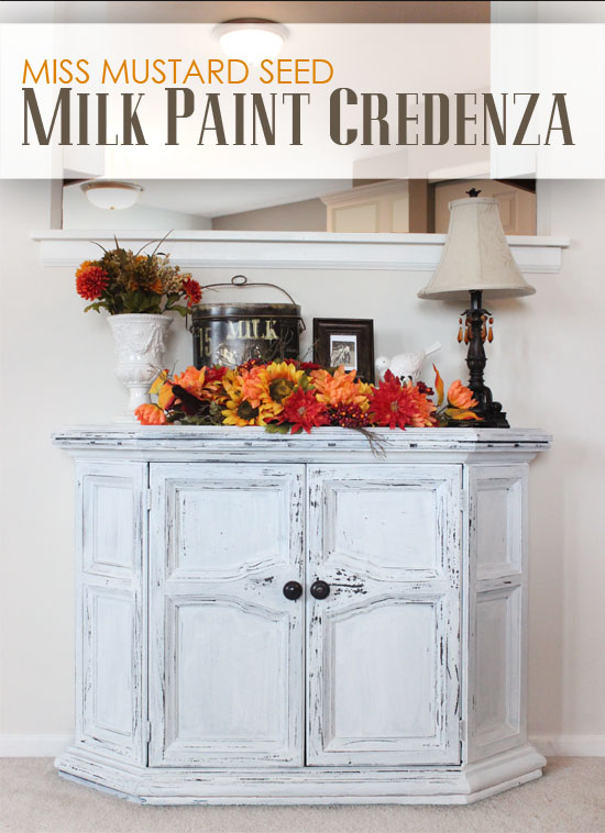 foyer credenza makeover with ironstone milk paint, painted furniture