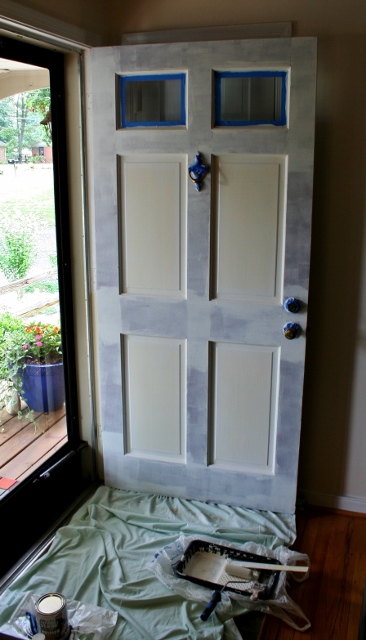 how to paint a front door, doors, painting, Primer coat one