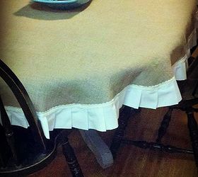 simply stated burlap table cloth for the holidays, christmas decorations, painted furniture, seasonal holiday decor, Burlap and Muslin Table Cloth