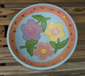 thrift store find hand painted bowl, crafts, painting