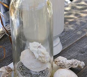 5 easy seashell display ideas, home decor, a vintage glass battery container as cloche